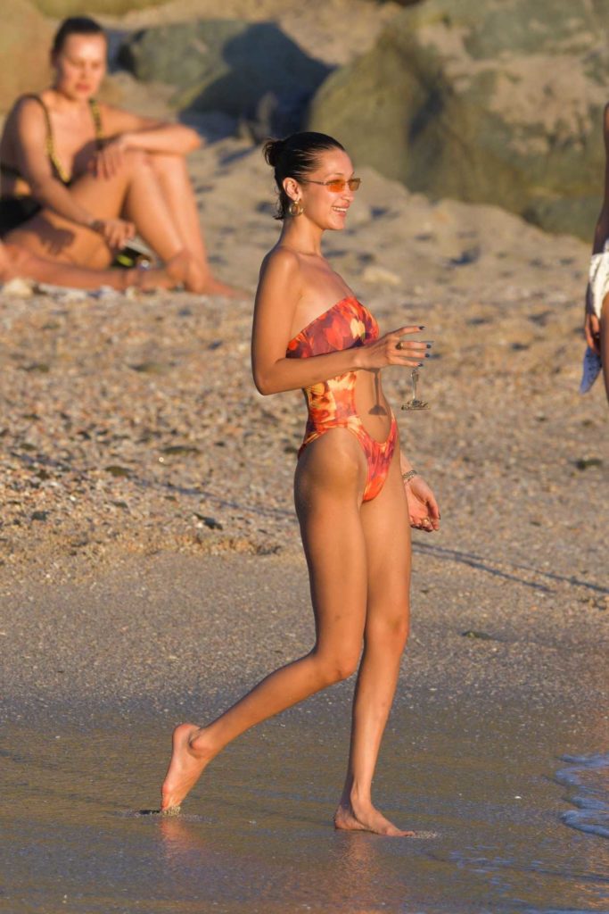 Bella Hadid in a Red Bikini