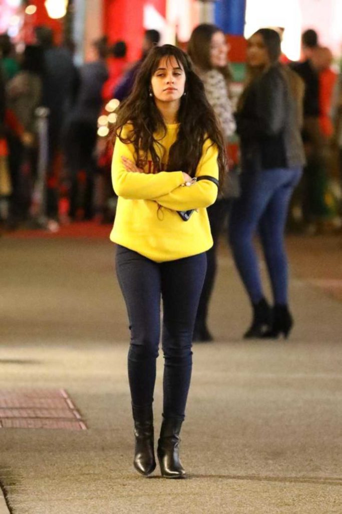 Camila Cabello in a Yellow Sweatshirt