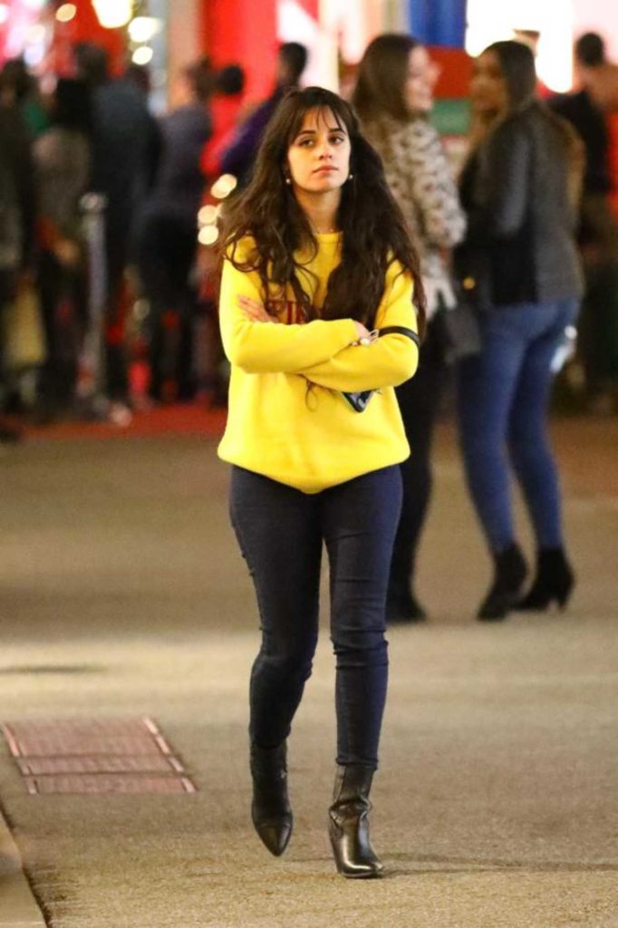 Camila Cabello in a Yellow Sweatshirt