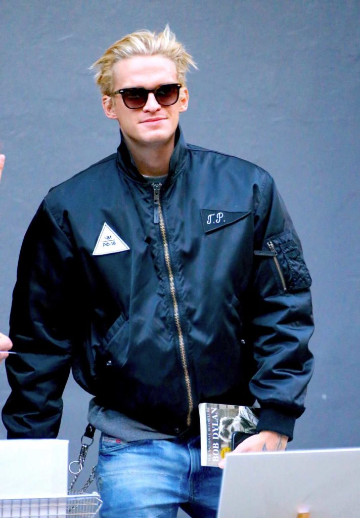 Cody Simpson in a Black Bomber Jacket