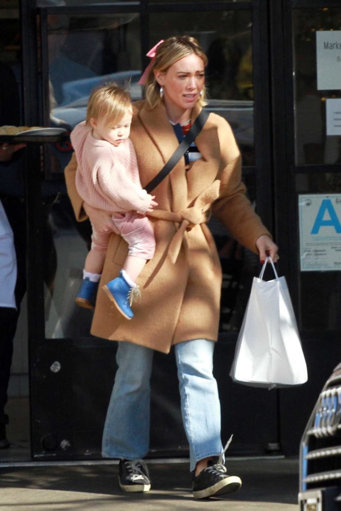 Hilary Duff in a Beige Coat