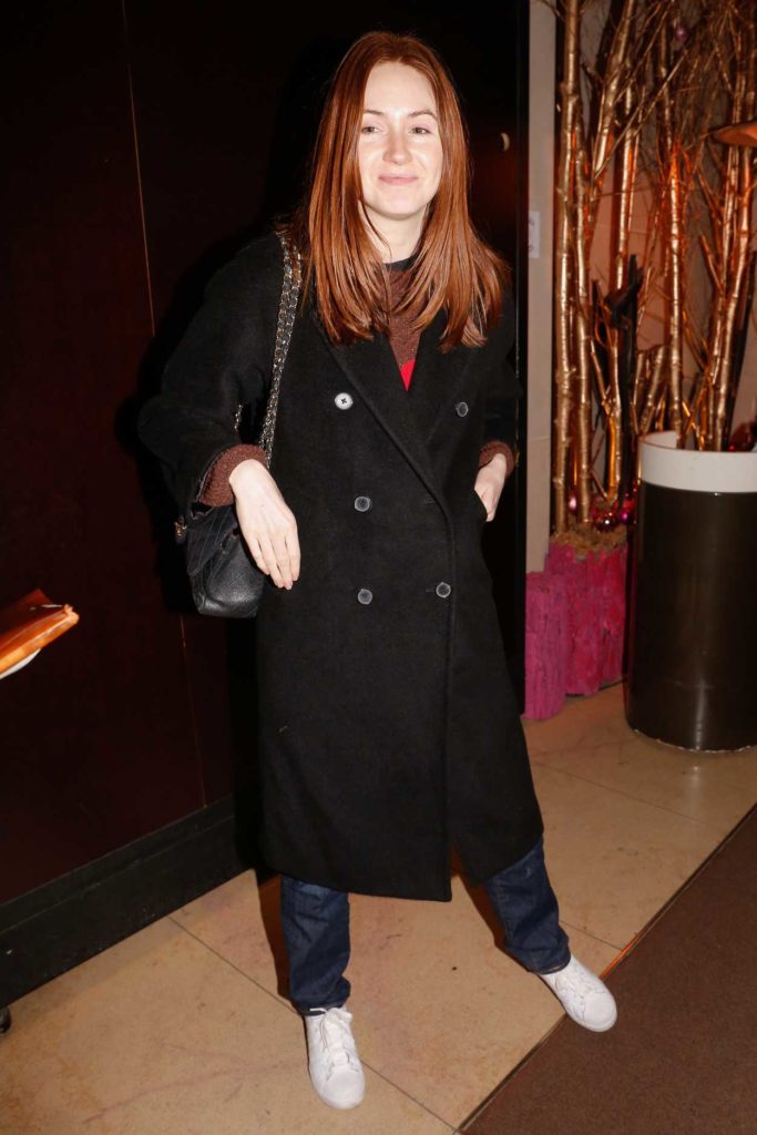Karen Gillan in a Black Coat