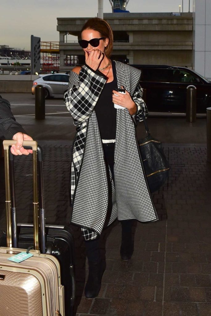 Kate Beckinsale in a Plaid Coat