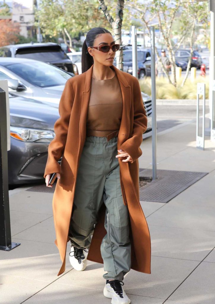Kim Kardashian in a Beige Coat