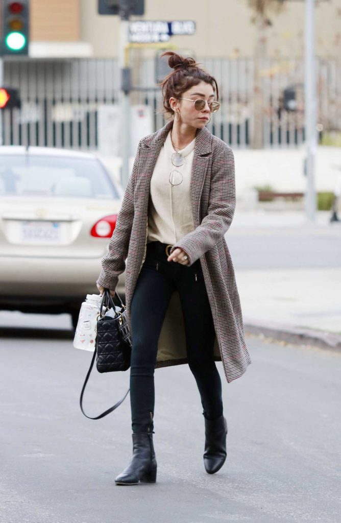Sarah Hyland in a Checked Coat