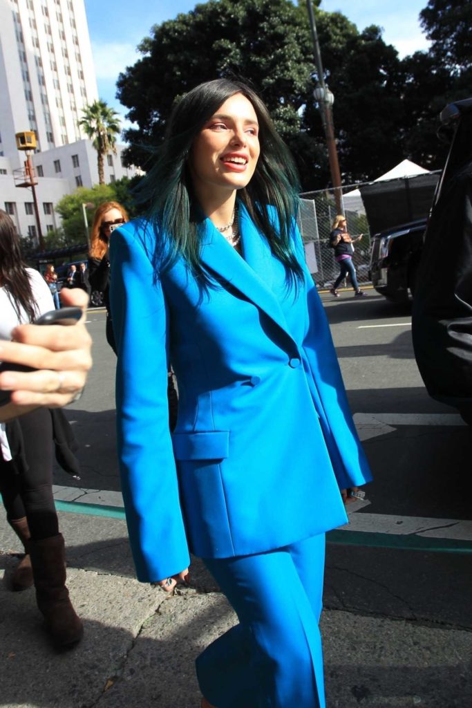 Bella Thorne in a Blue Suit