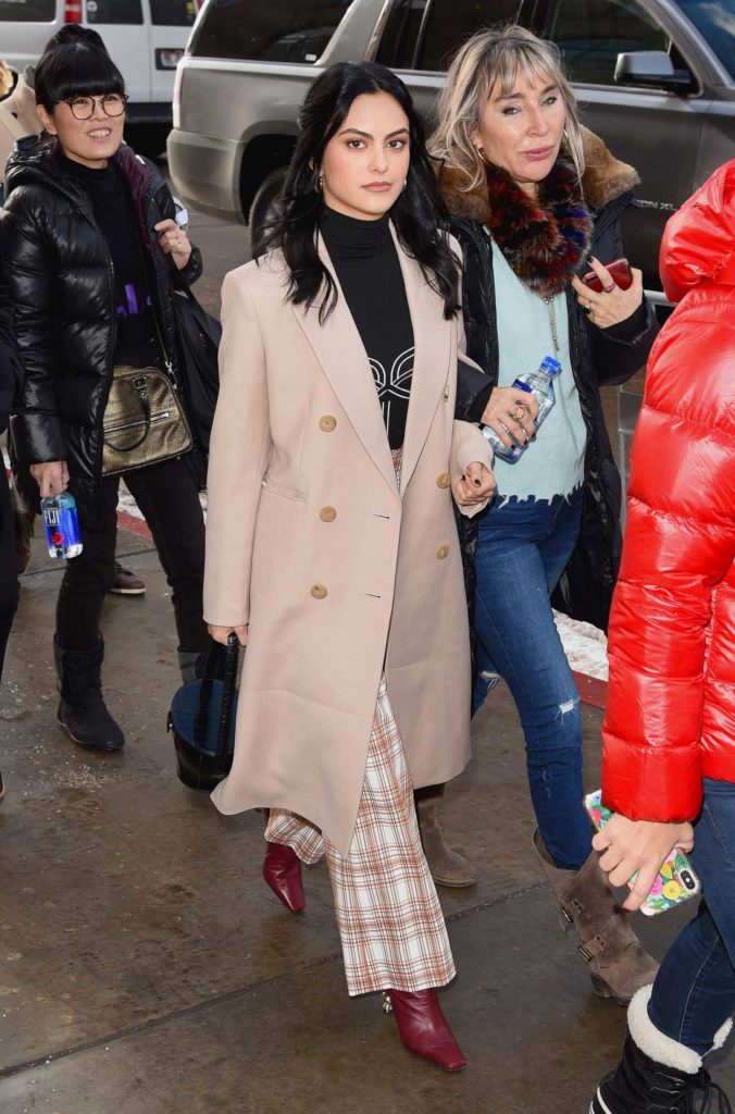 Camila Mendes in a Beige Coat