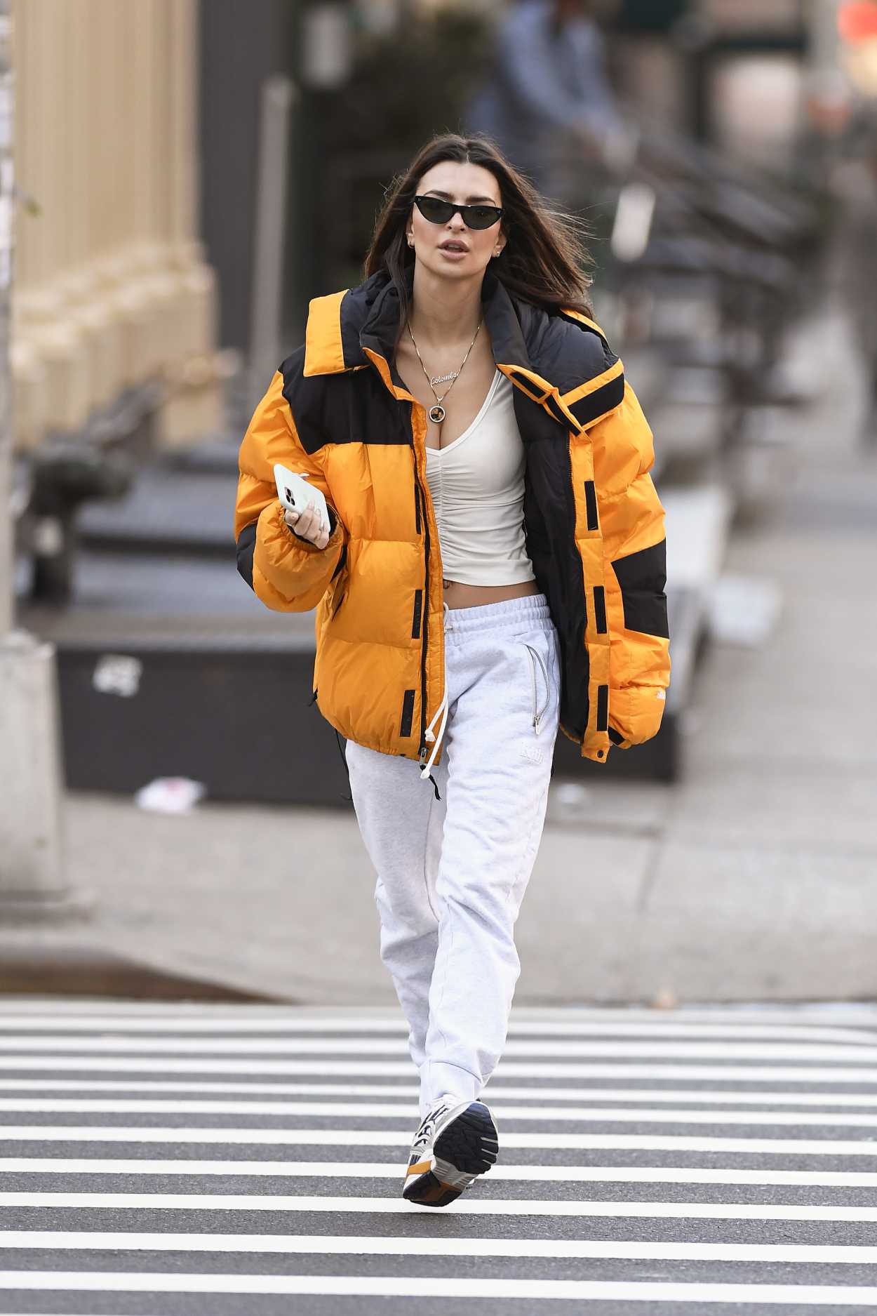 Emily Ratajkowski in an Orange Puffer Jacket Was Seen Out in NY 01/02 ...