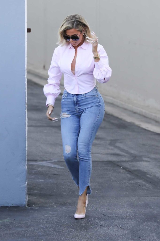 Khloe Kardashian in a Pink Blouse