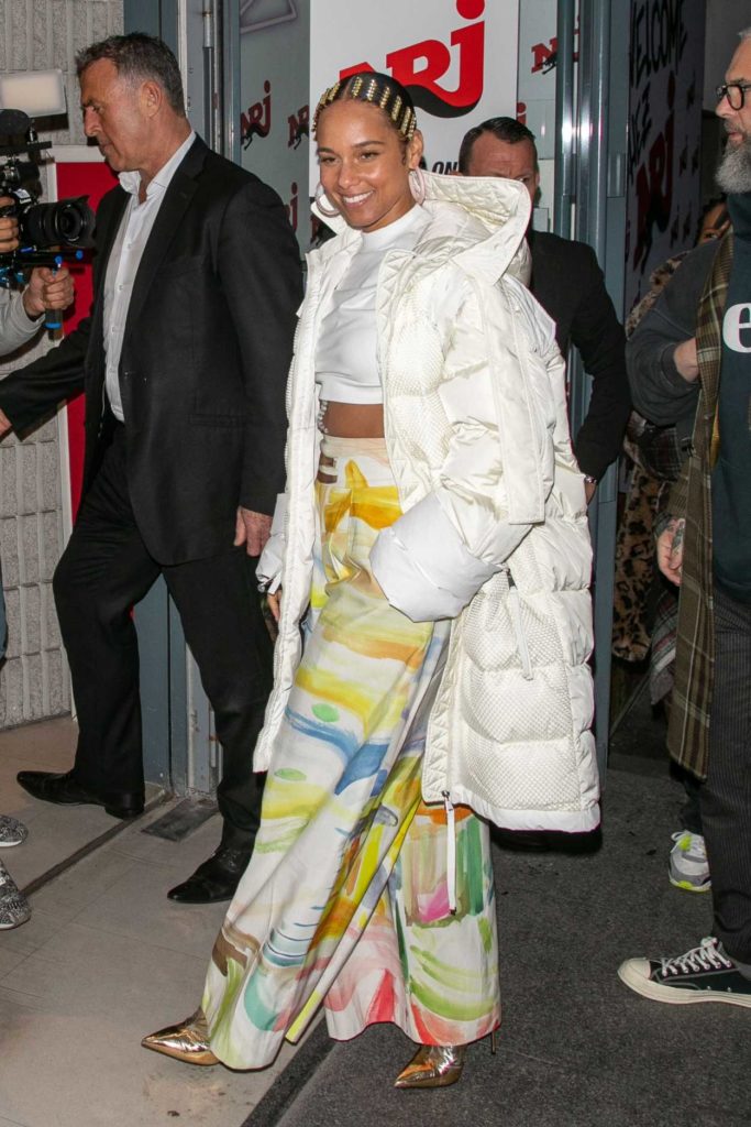 Alicia Keys in a White Puffer Coat