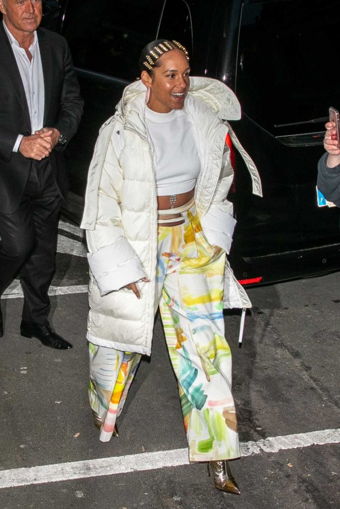 Alicia Keys in a White Puffer Coat