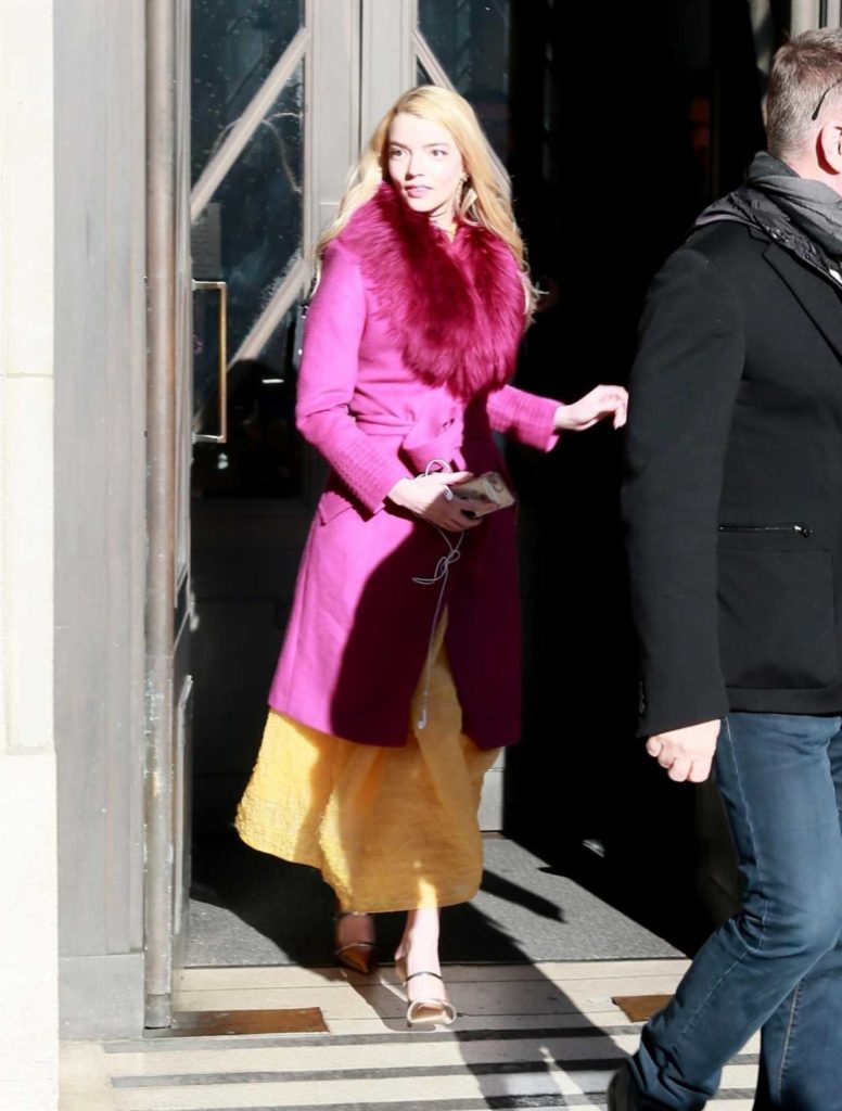 Anya Taylor-Joy in a Pink Coat