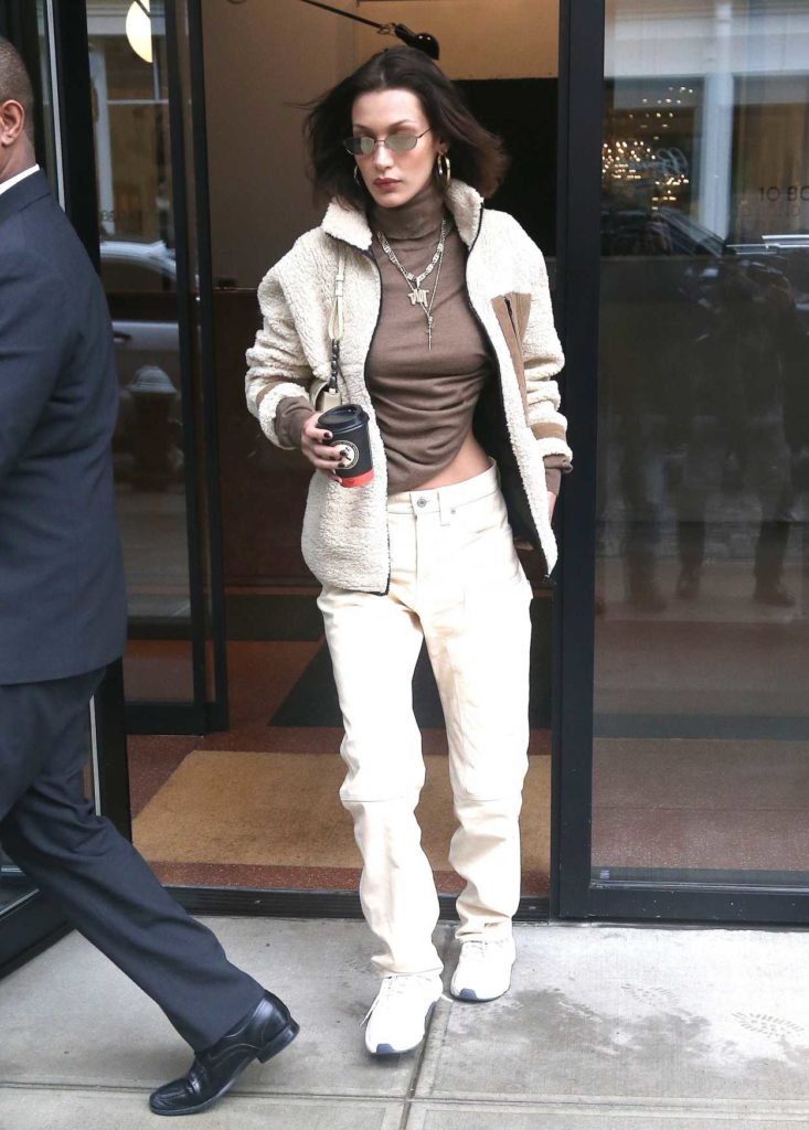 Bella Hadid in a White Pants Leaves Her Apartment in New York City 02 ...