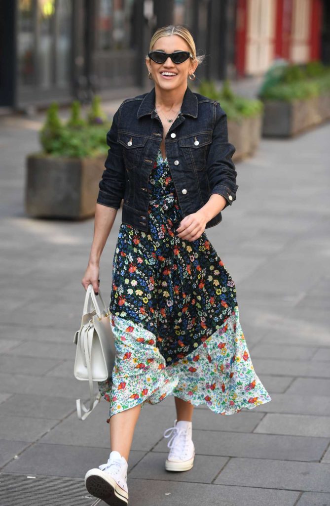 Ashley Roberts in a Floral Dress