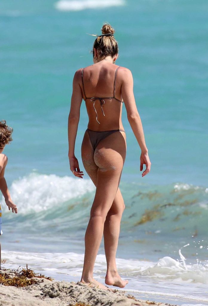 Candice Swanepoel in a Brown Bikini