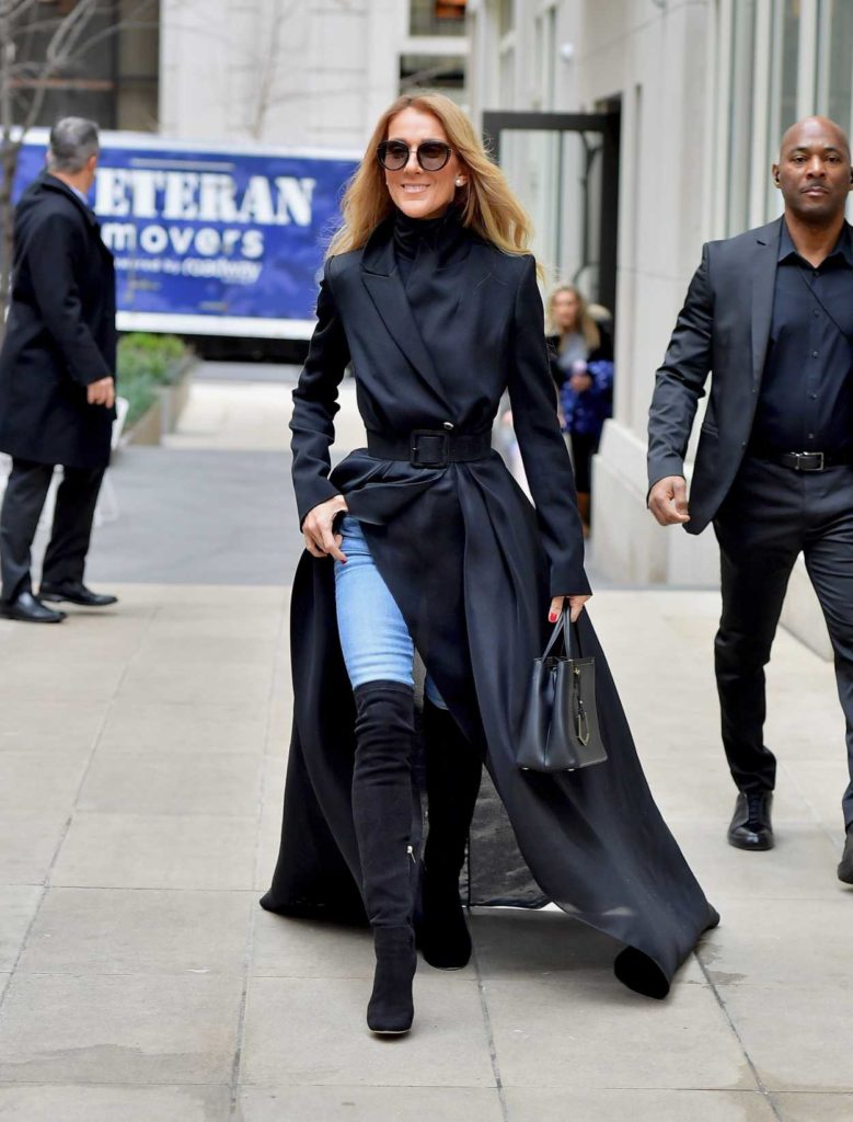 Celine Dion in a Black Coat
