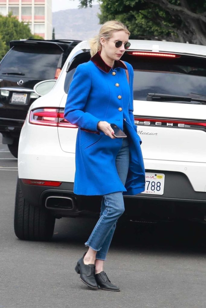 Emma Roberts in a Blue Coat
