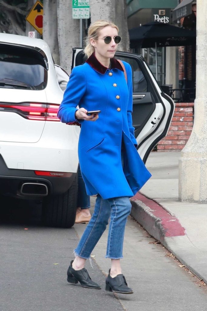 Emma Roberts in a Blue Coat