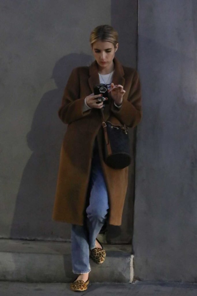 Emma Roberts in a Tan Coat