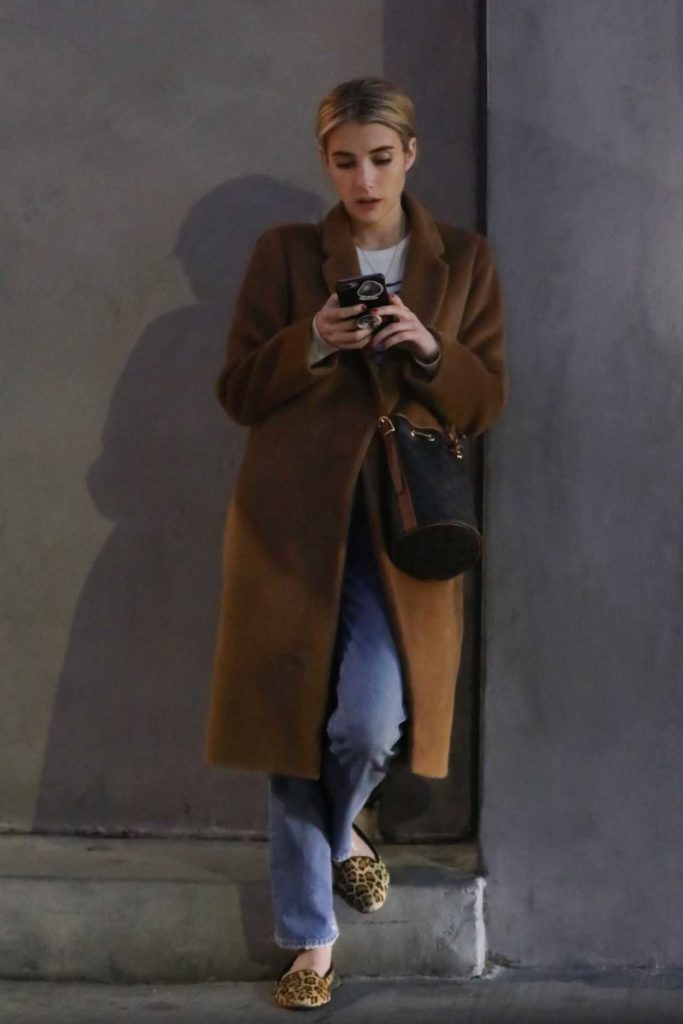 Emma Roberts in a Tan Coat
