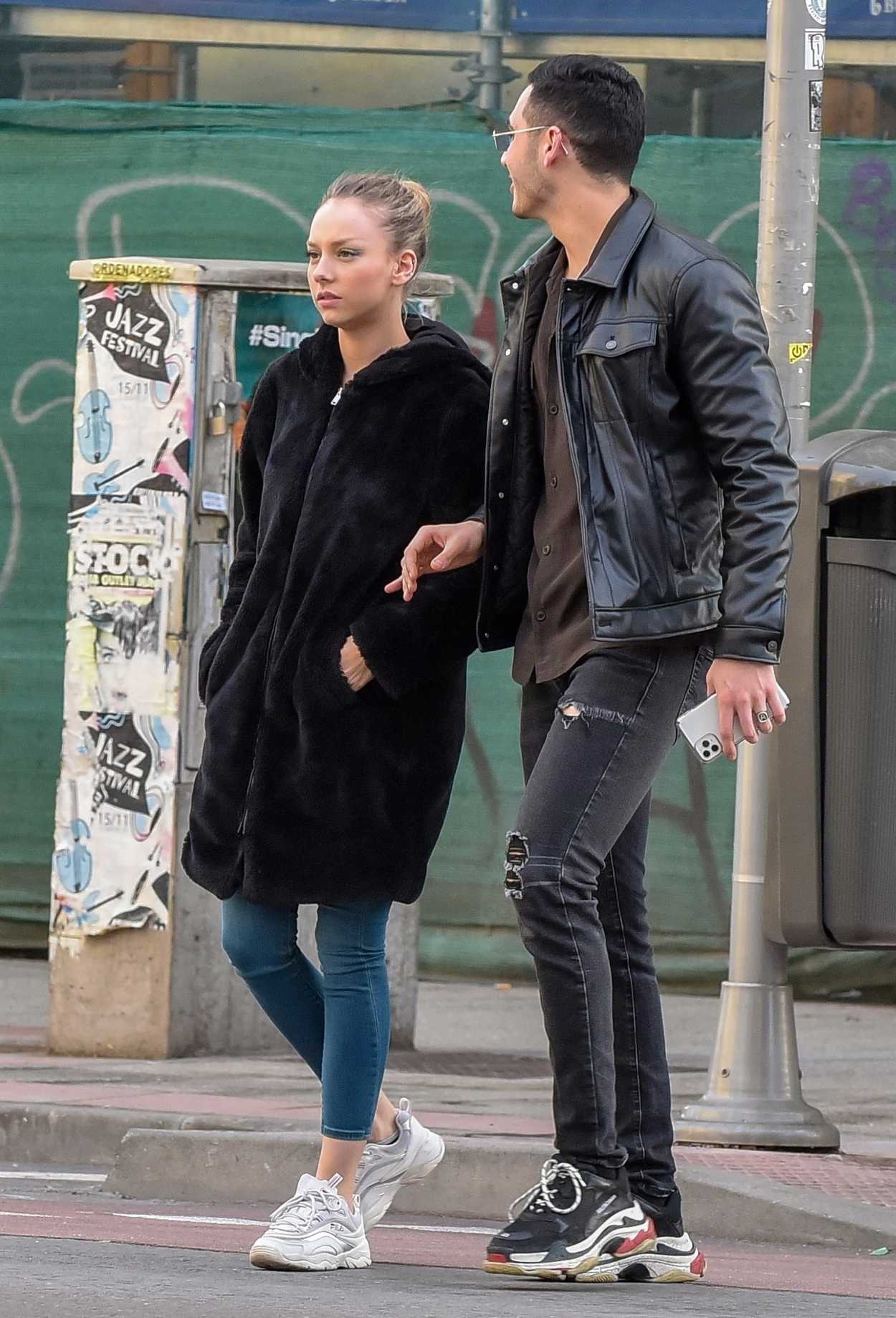 Ester Exposito in a White Sneakers Was Seen Out with Her New Boyfriend Alej...