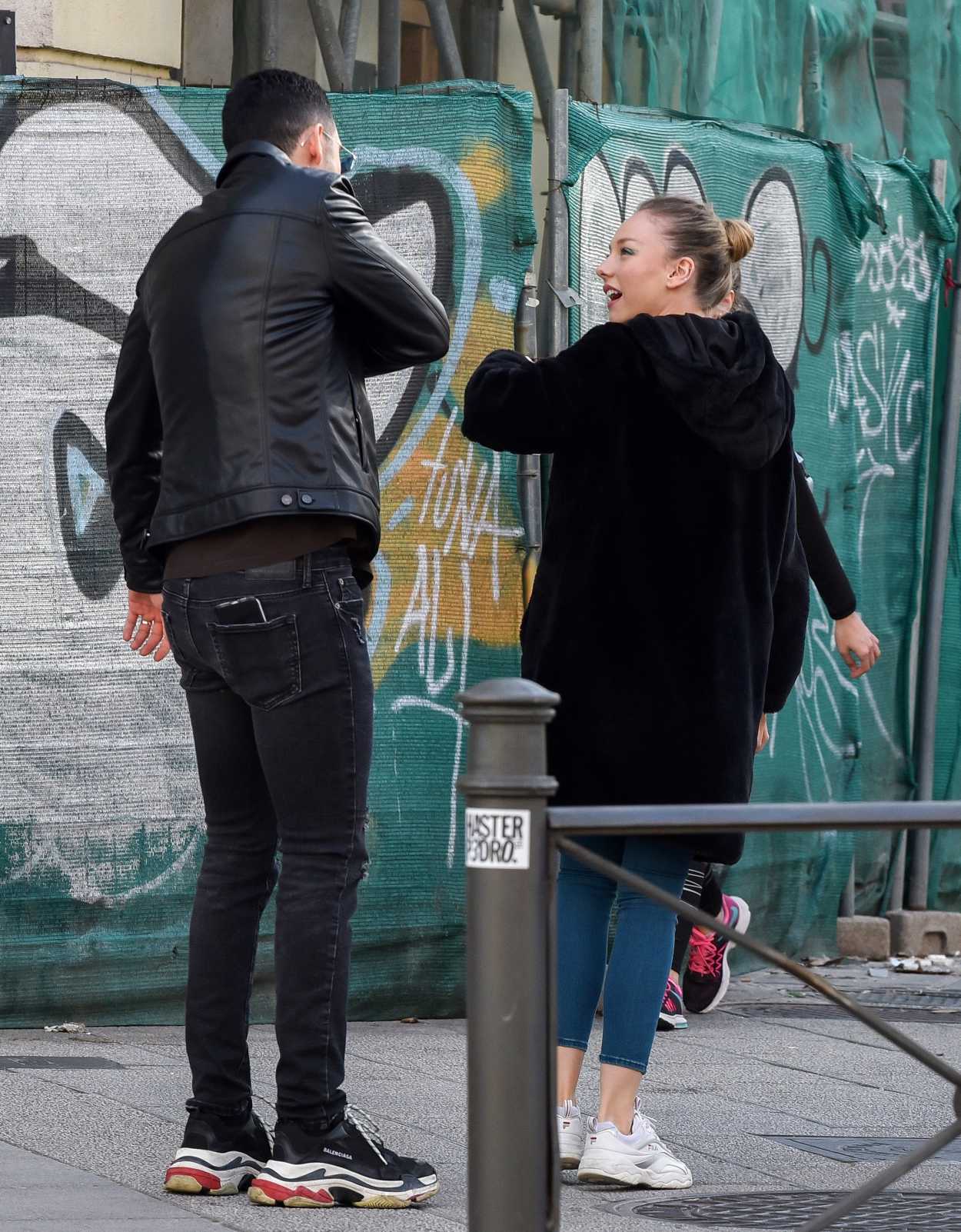 Ester Exposito in a White Sneakers Was Seen Out with Her New Boyfriend Alej...