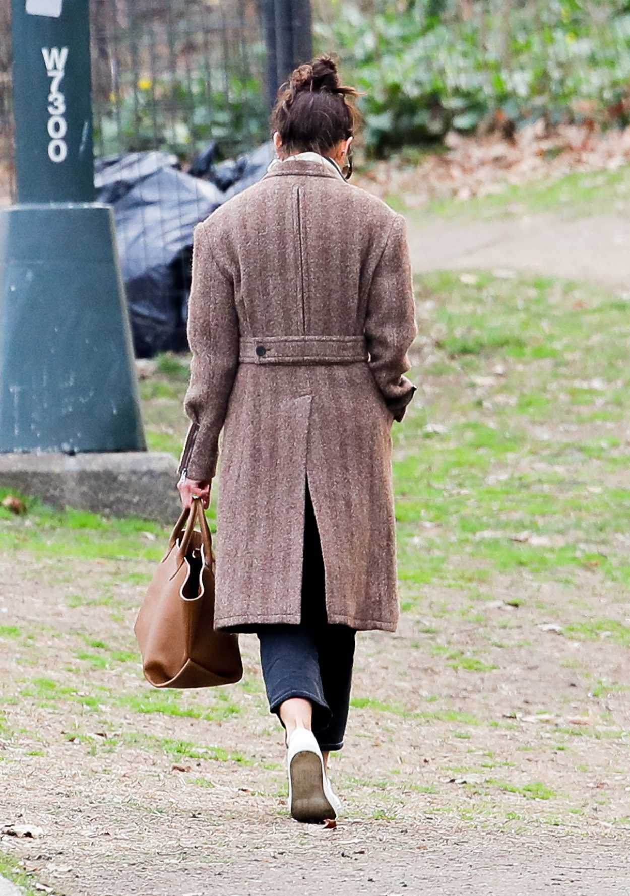 Katie Holmes in a Tan Coat Was Seen Out in Central Park in New York 03