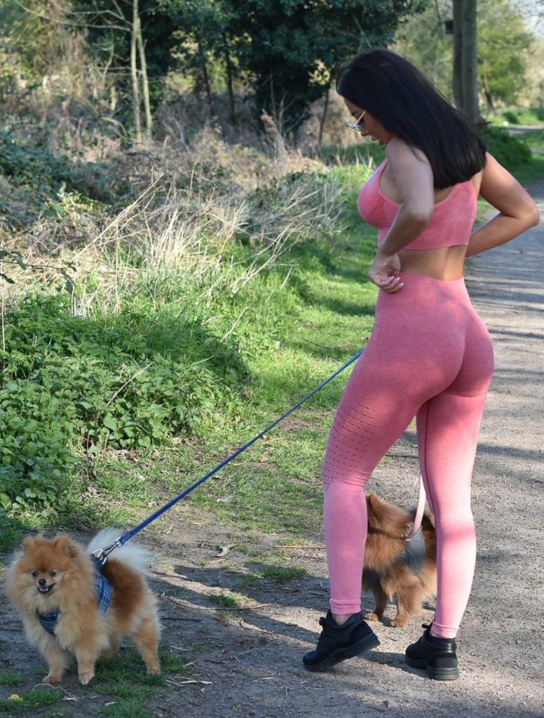 Yazmin Oukhellou in a Pink Workout Clothes
