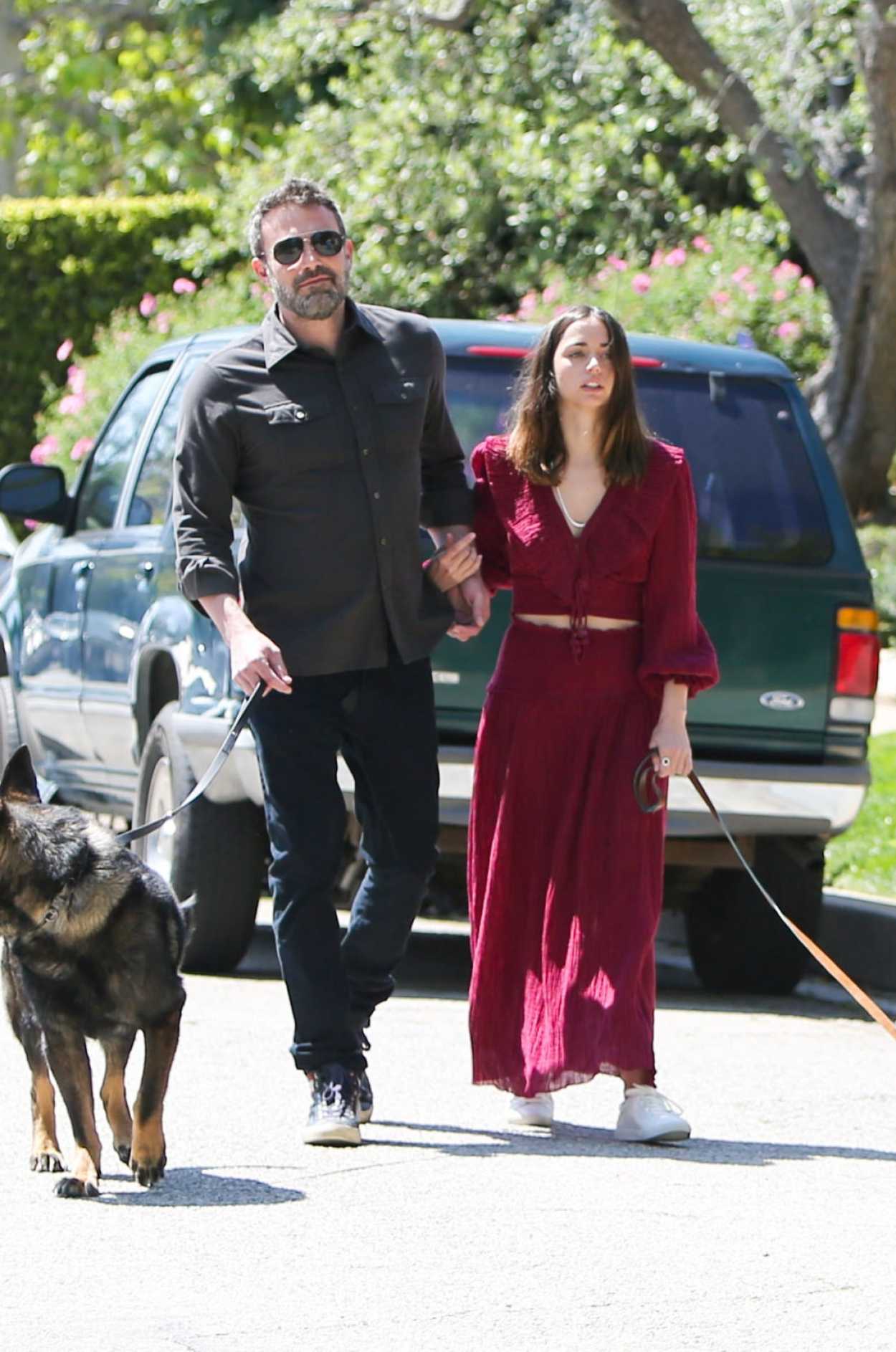 Ana de Armas in a Red Dress Was Seen Out with Ben Affleck in Los