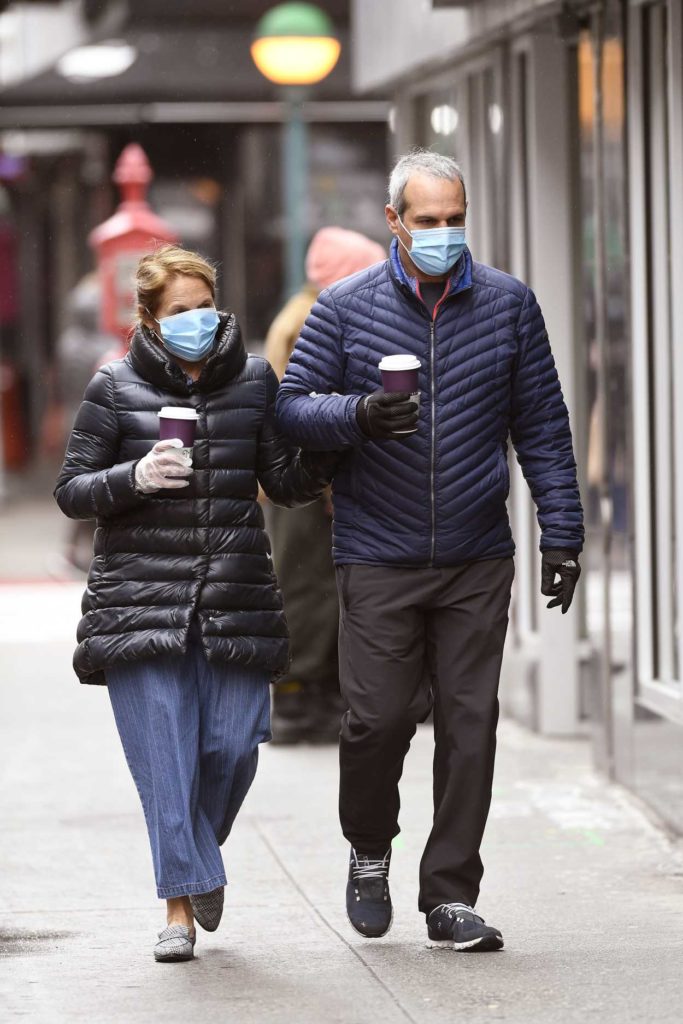 Katie Couric in a Face Mask