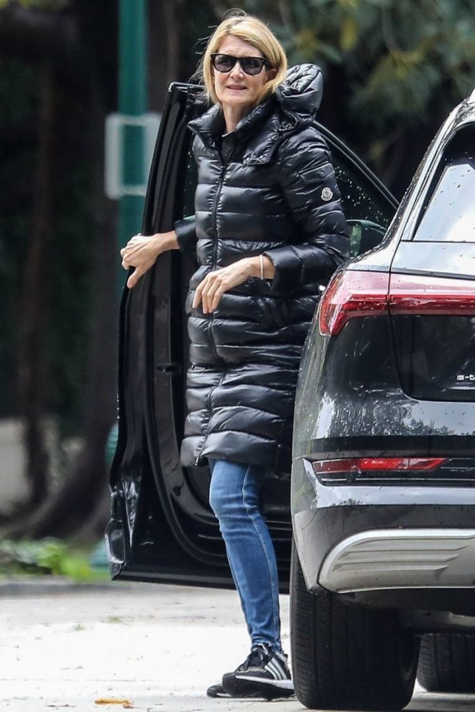 Laura Dern in a Black Puffer Coat
