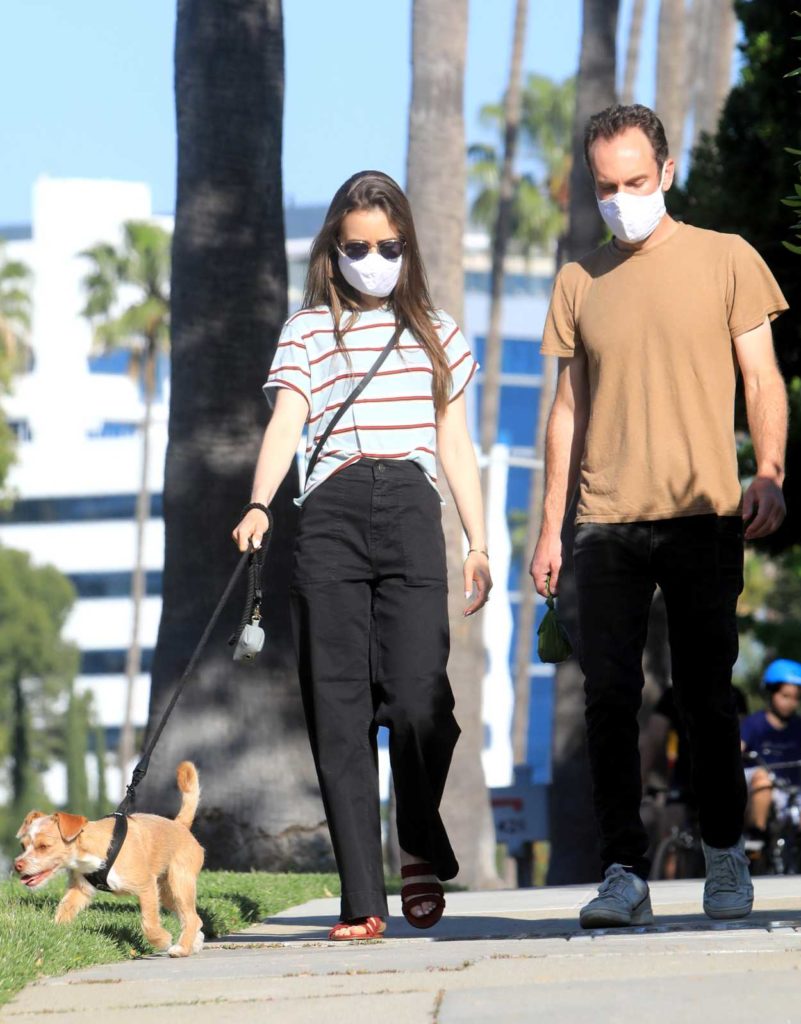 Lily Collins in a Striped Tee