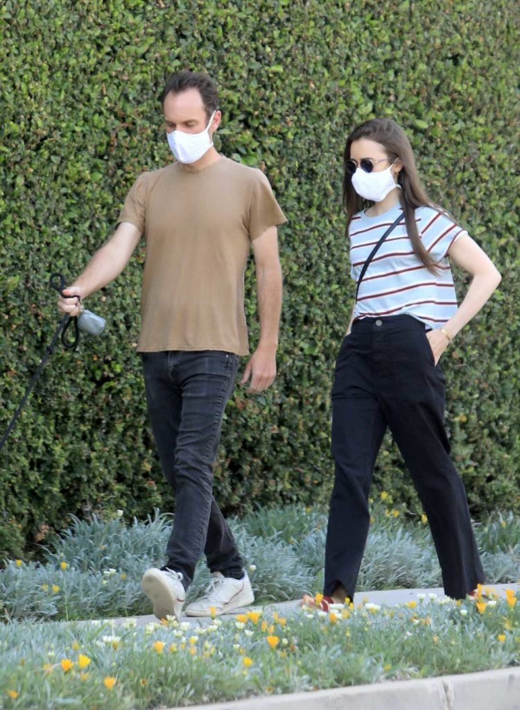 Lily Collins in a Striped Tee