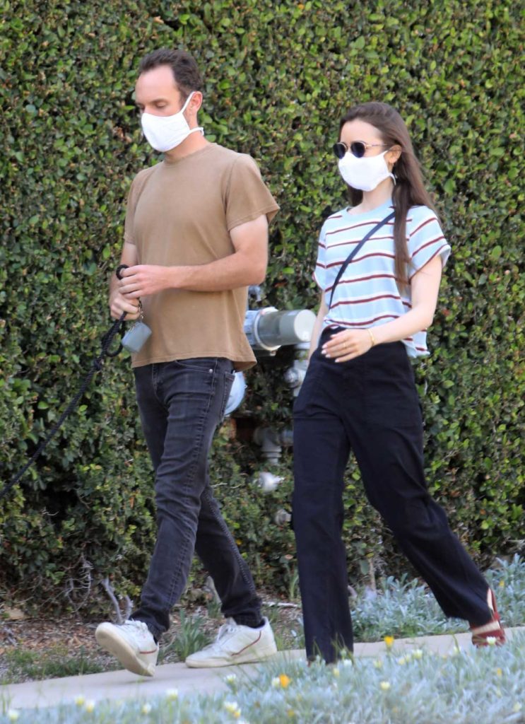 Lily Collins in a Striped Tee