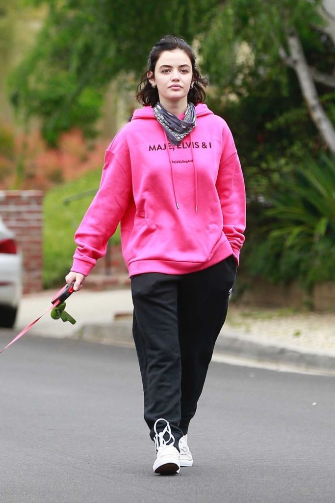 Lucy Hale in a Pink Hoody