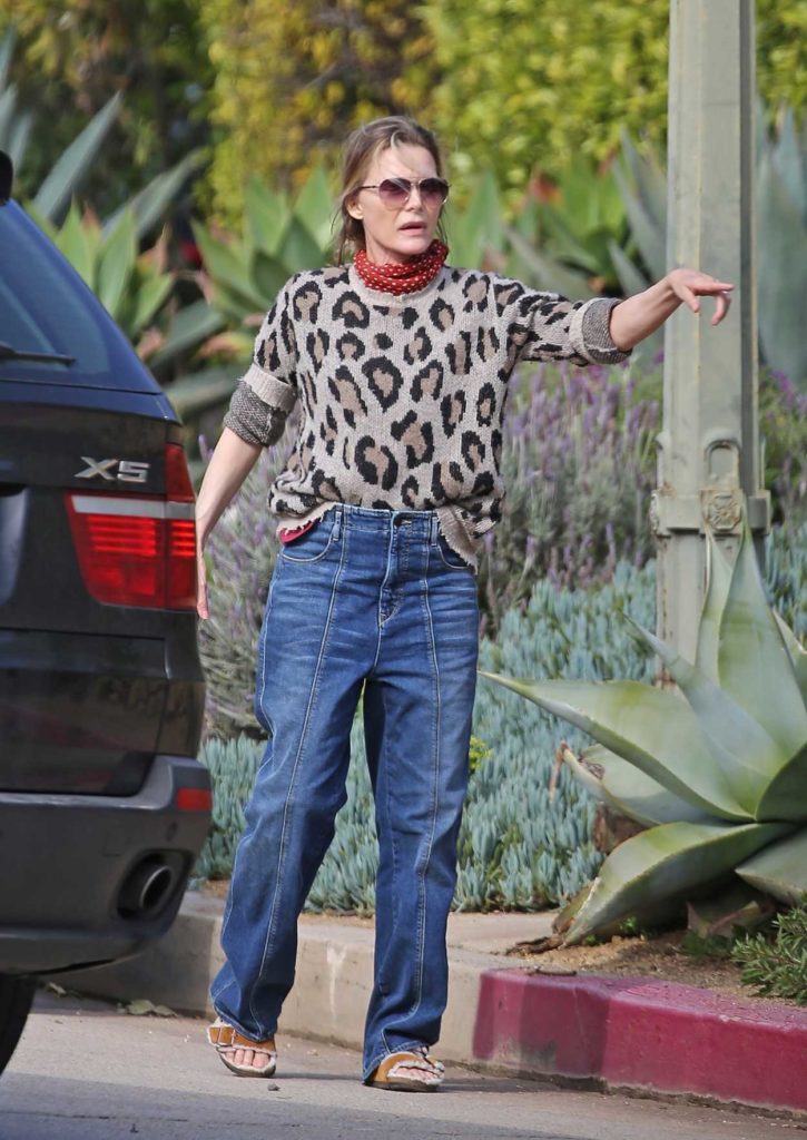 Michelle Pfeiffer in an Animal Print Sweater