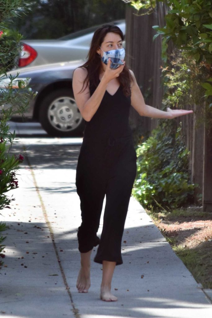 Aubrey Plaza in a Protective Mask