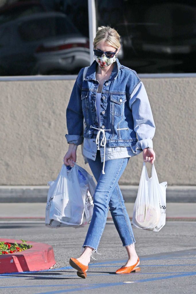 Emma Roberts in a Denim Suit Goes Grocery Shopping in Los Angeles 05/10 ...