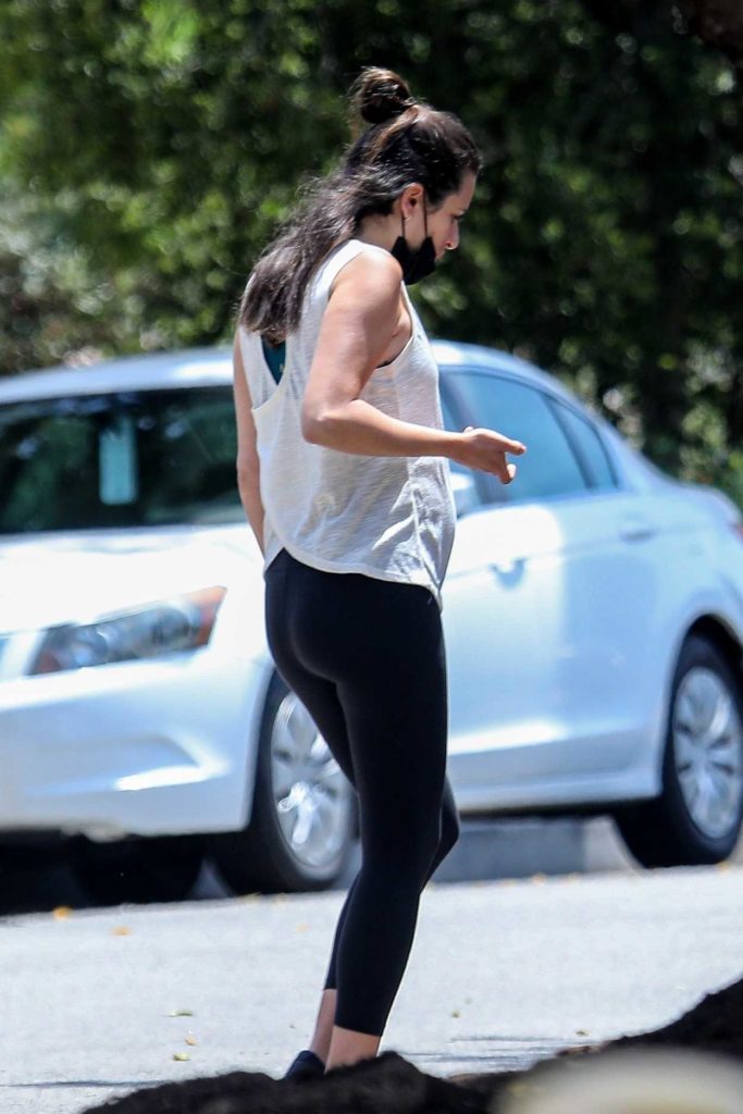 Lea Michele in a Black Sneakers