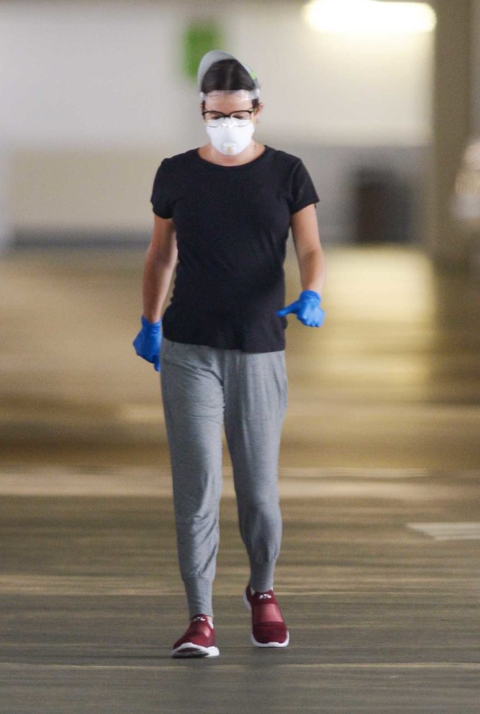 Lea Michele in a Protective Mask