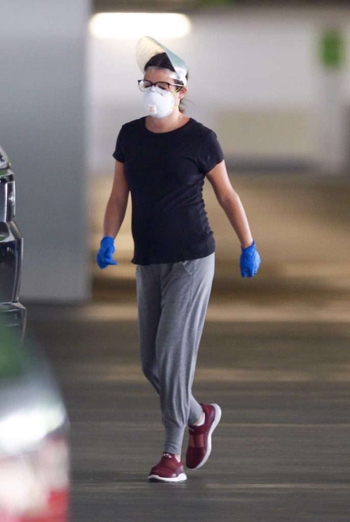 Lea Michele in a Protective Mask