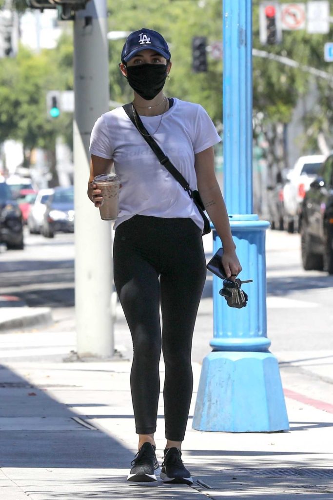 Lucy Hale in a Black Protective Mask