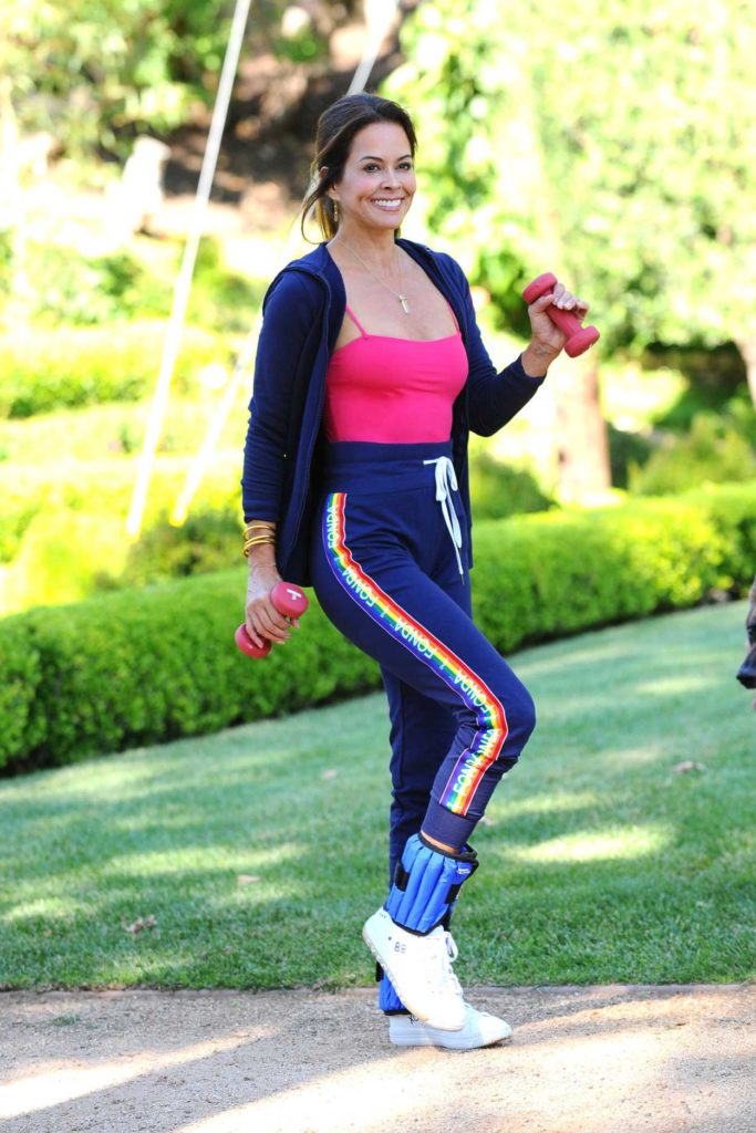 Brooke Burke in a Blue Jane Fonda Jogging Suit