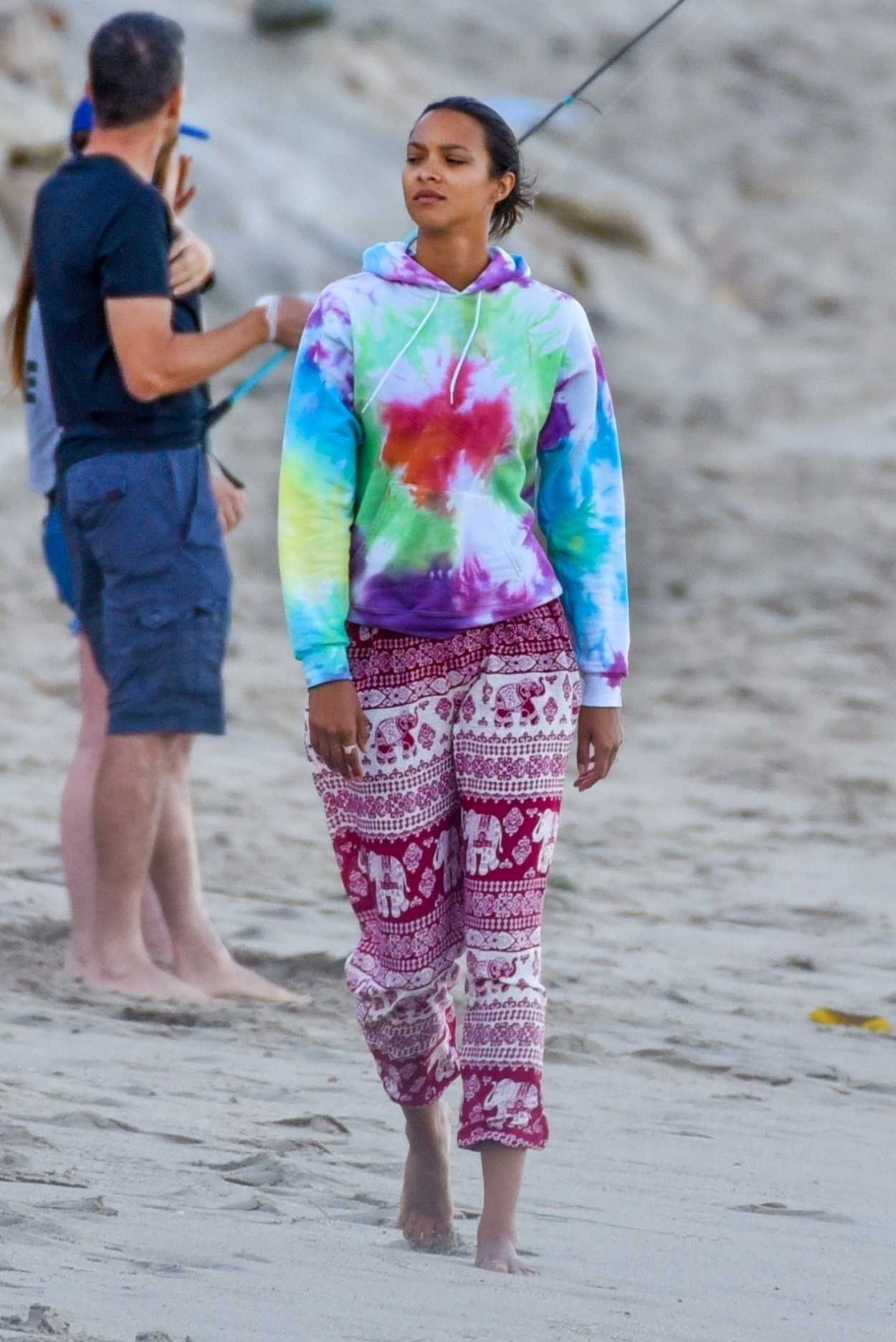 Lais Ribeiro In A Full Colour Hoody Was Seen Out With