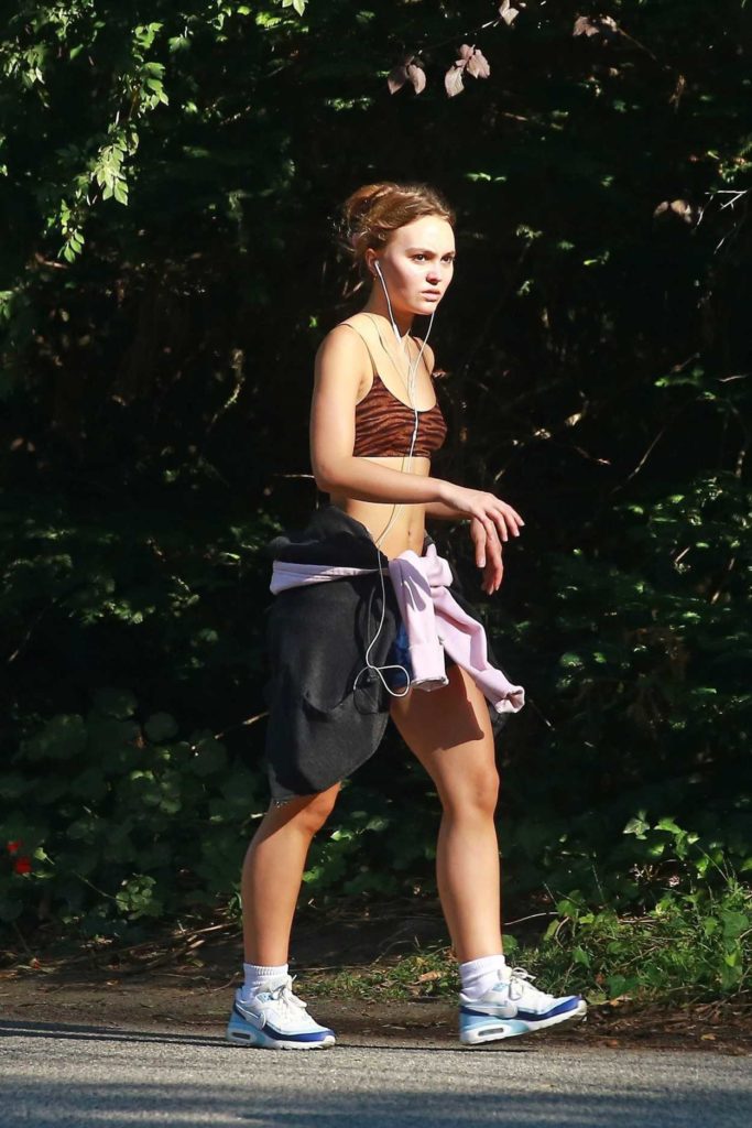 Lily-Rose Depp in an Animal Print Bra