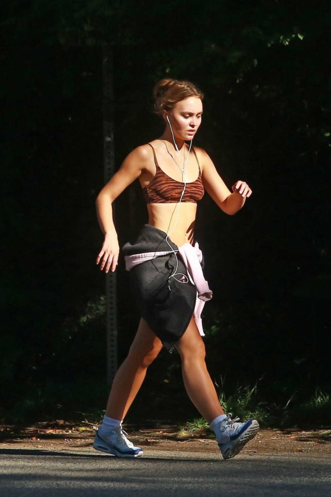 Lily-Rose Depp in an Animal Print Bra