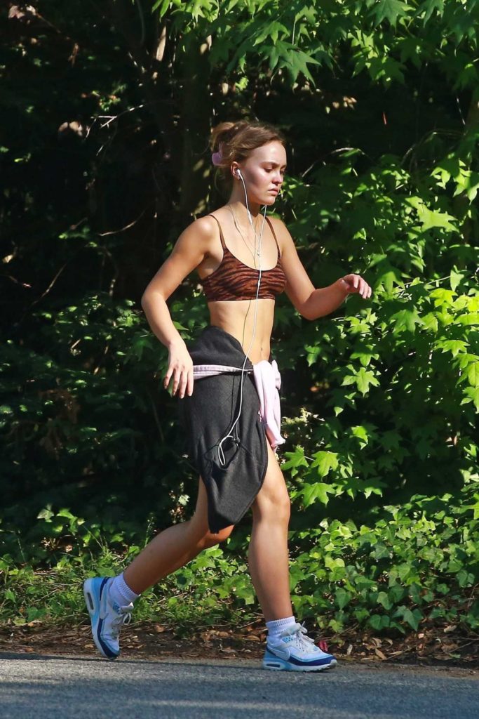 Lily-Rose Depp in an Animal Print Bra