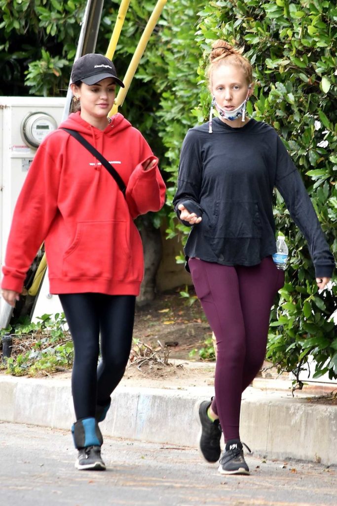 Lucy Hale in a Red Hoody