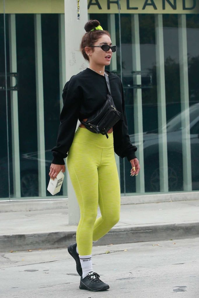 Vanessa Hudgens in a Neon Green Leggings