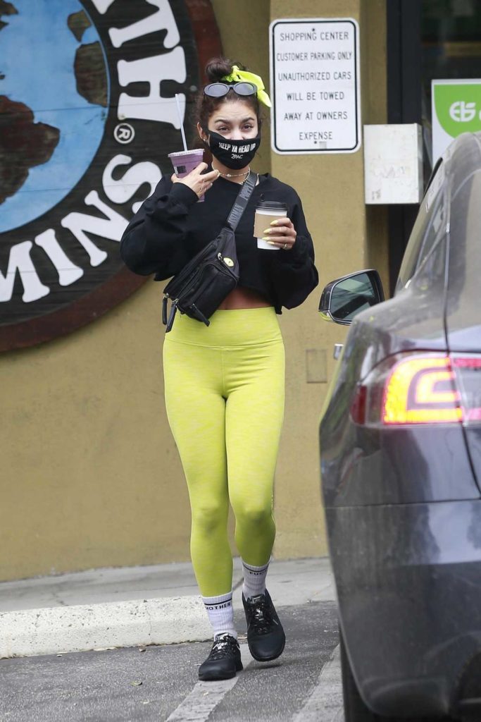 Vanessa Hudgens in a Neon Green Leggings